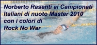 Norberto Rasenti ai Campionati Italiani di nuoto Master 2010 con i colori di Rock No War